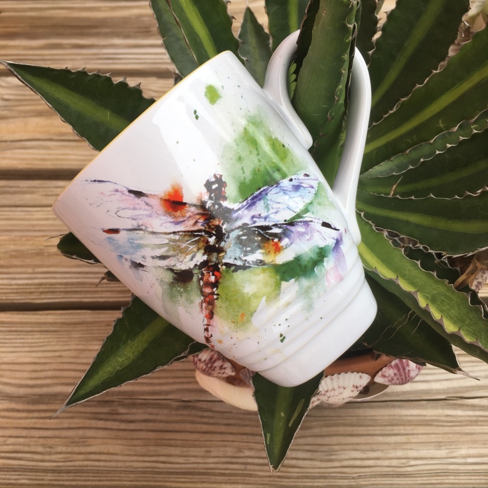 Demdaco Dragonfly Watercolor Coffee Cup Mug
